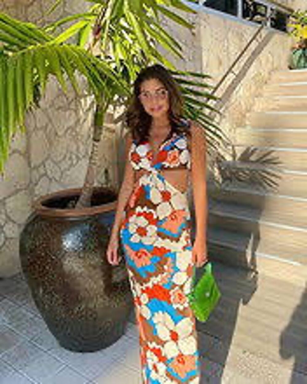 RONNY KOBO Retro Floral Printed Waist Cutout Scoop Back Sammy Cutout Dress Small